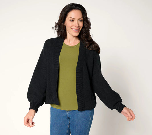 LARGE BLACK A704545 Me by Jennie Garth Paloma Pebble Cardigan