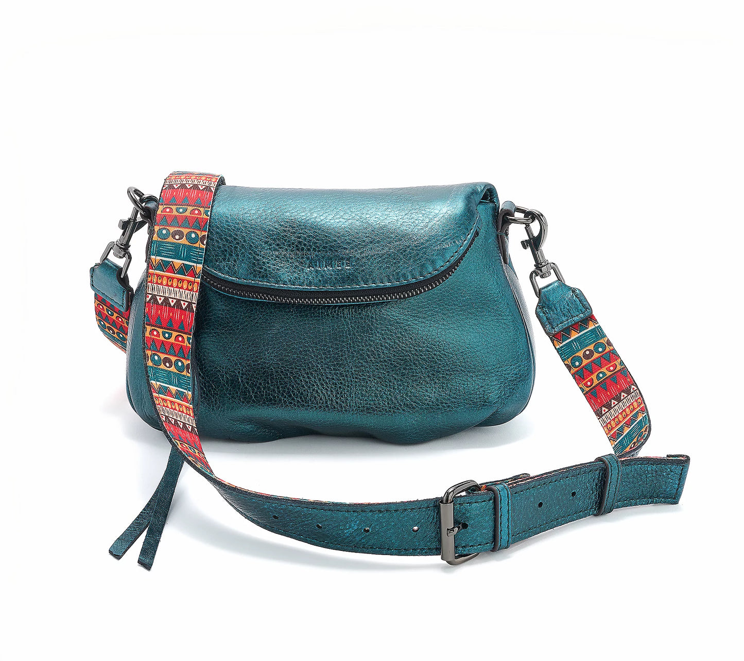 METALLIC FOREST Aimee Kestenberg Dual Entry Leather Crossbody w/ Two Way Strap