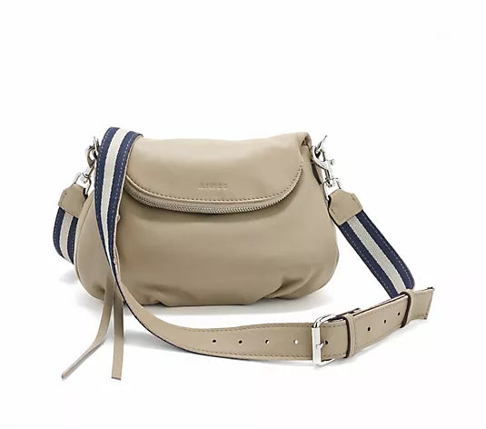 TAUPE A716310 Aimee Kestenberg Dual Entry Leather Crossbody w/ Two Way Strap
