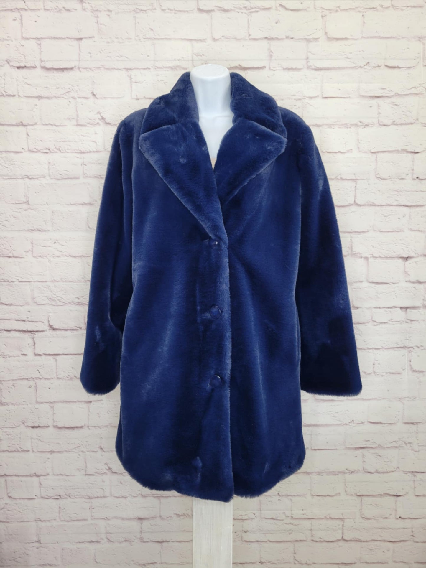 XSMALL INDIGO A625247 Dennis Basso 30th Anniversary Faux Fur Coat