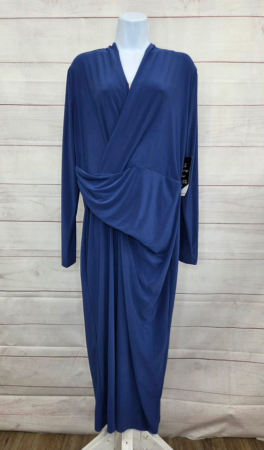 LARGE SAPPHIRE A708814 Attitudes by Renee Regular Como Jersey Surplice Midi Dress