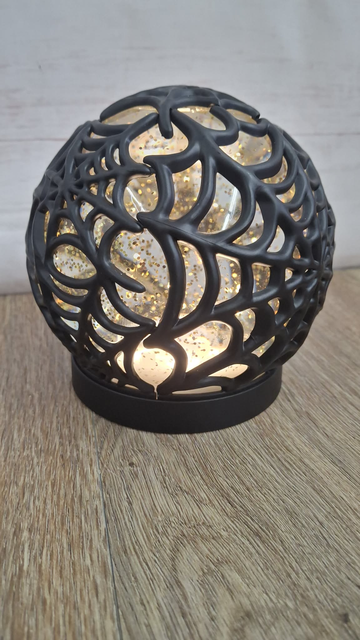 5" Illuminated Spider Web Glitter Sphere by Valerie
