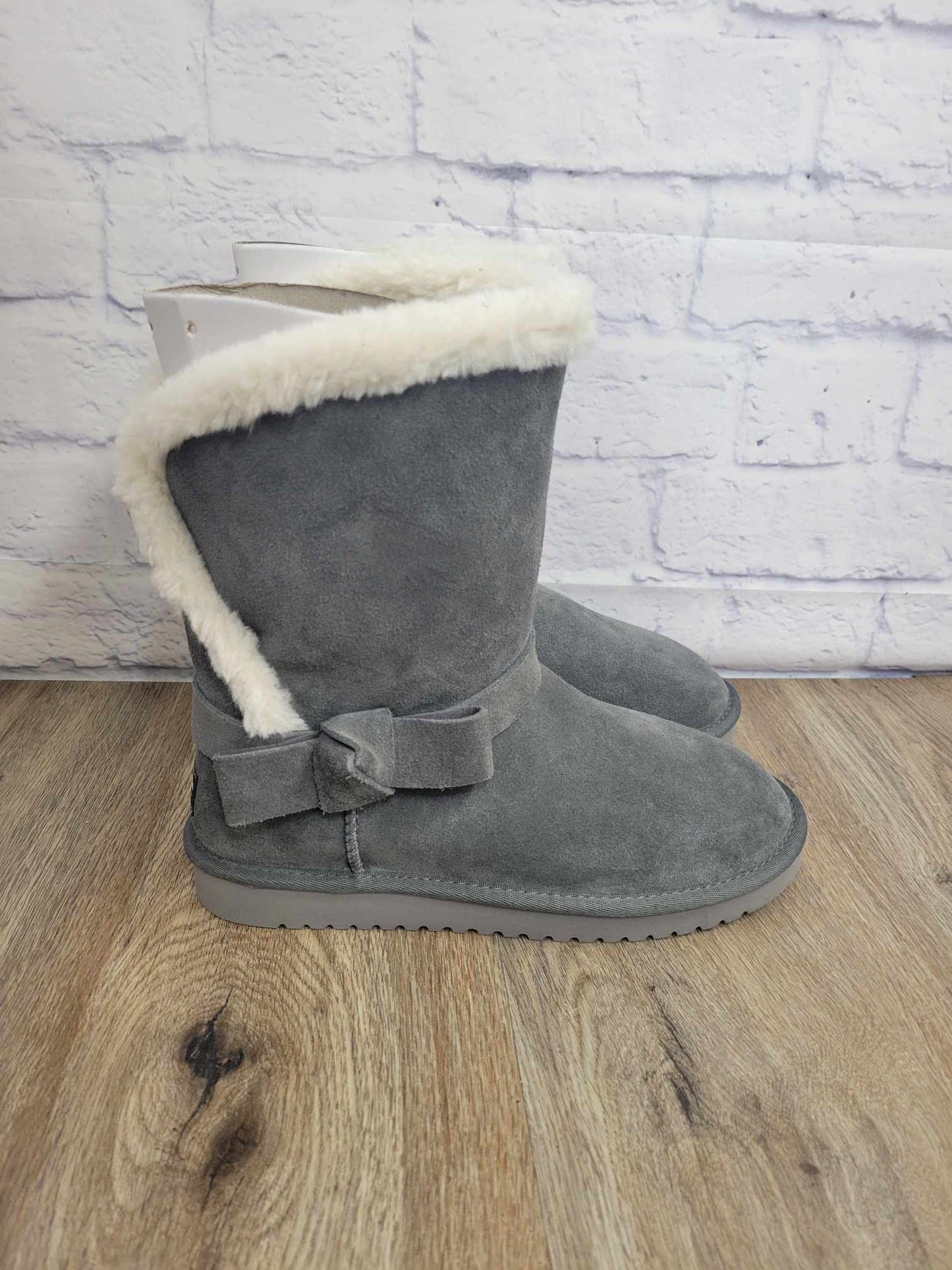 8W GREY A398686 Koolaburra by UGG Suede Bow Short Boots - Arlena