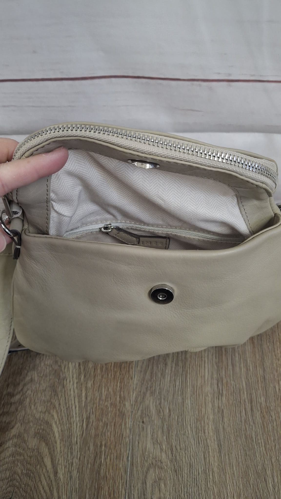 TAUPE A716310 Aimee Kestenberg Dual Entry Leather Crossbody w/ Two Way Strap