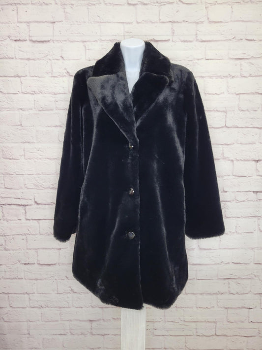 XSMALL BLACK A625247 Dennis Basso 30th Anniversary Faux Fur Coat