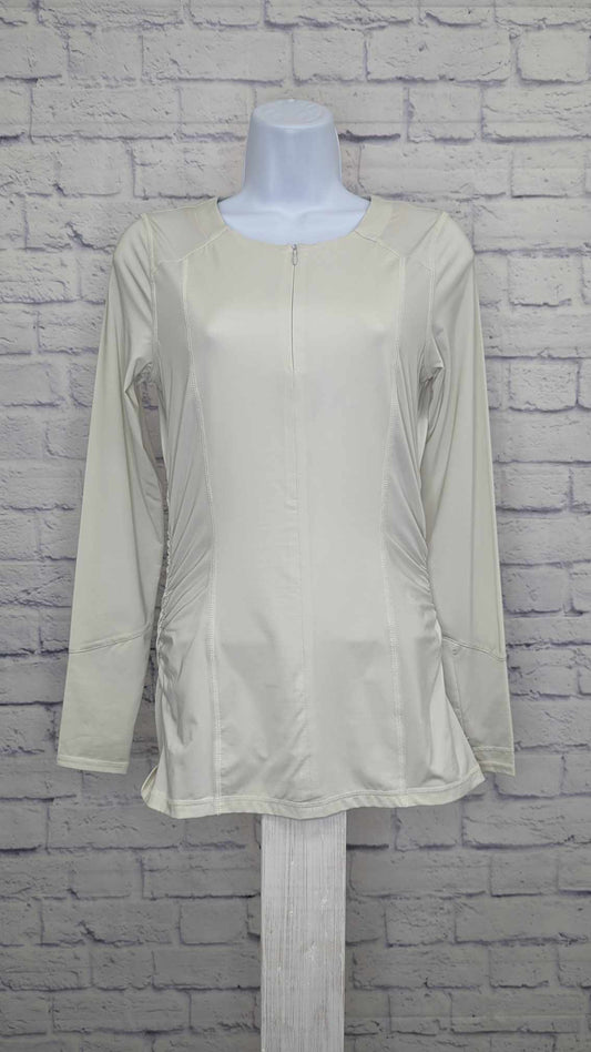 XXSMALL LT STONE GREY A377792 zuda Z-Sol Knit Top w/ Ruching Detail