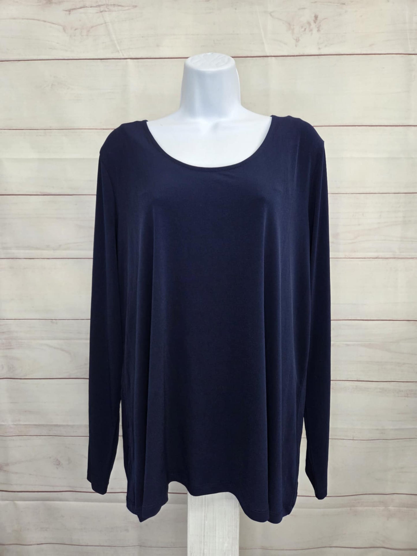 XLARGE NAVY A711769 Susan Graver Essentials Liquid Knit Scoop Neck Top