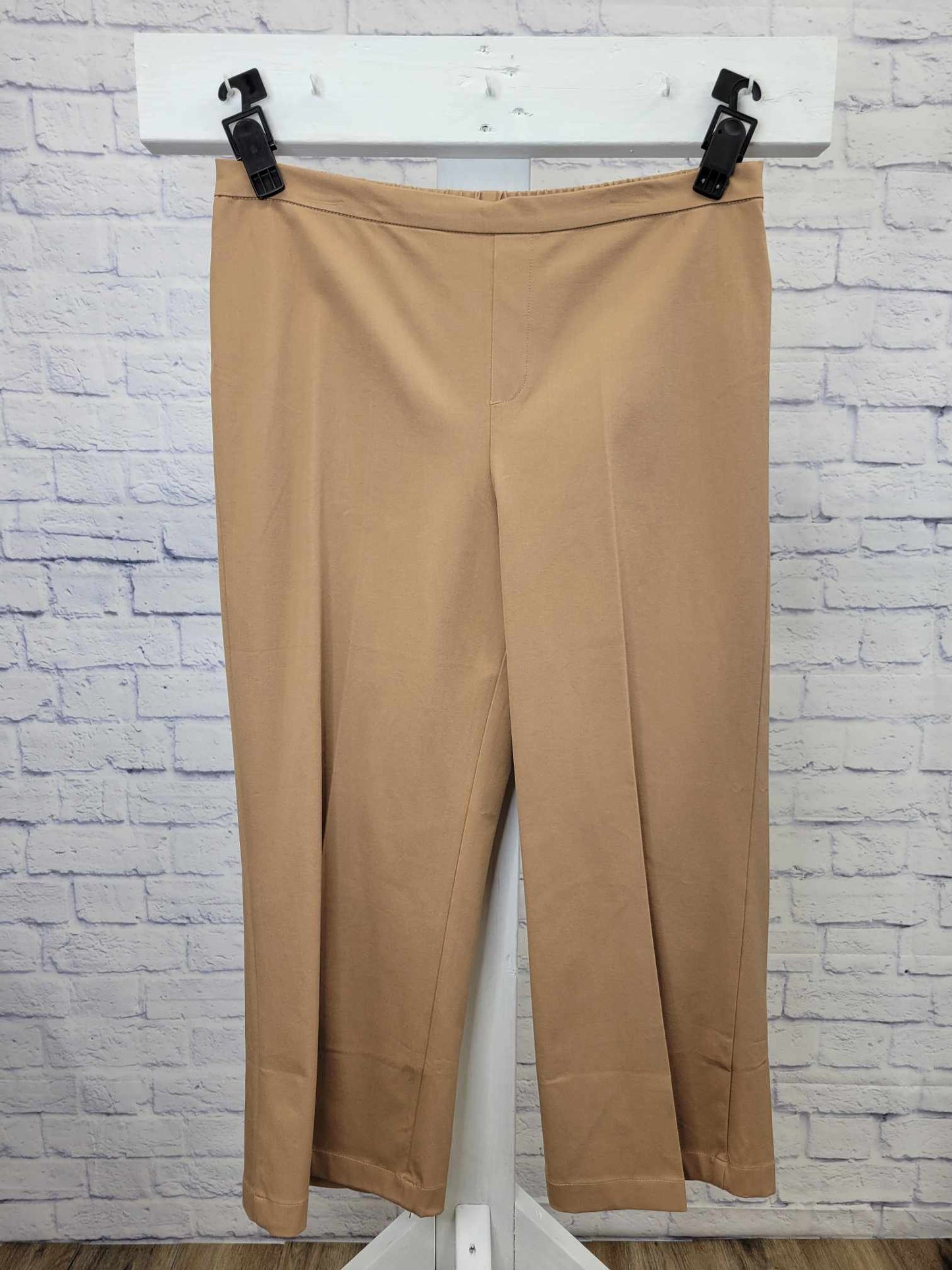 18WT BROWN SUGAR A476926 Isaac Mizrahi Live! Tall 24/7 Stretch Crop Wide Leg Pants