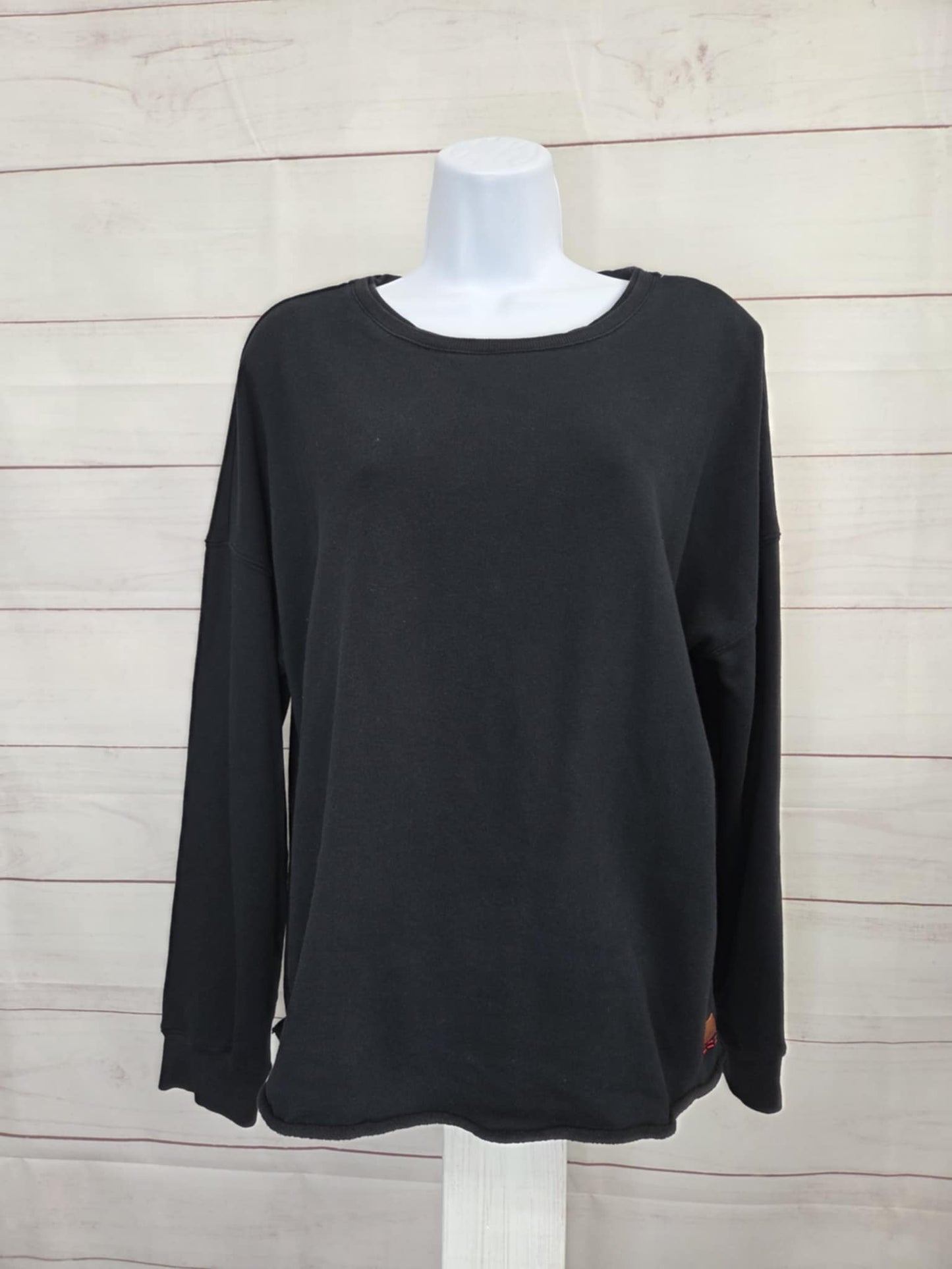 MEDIUM BLACK A704109 Peace Love World French Terry Crew Neck Pullover