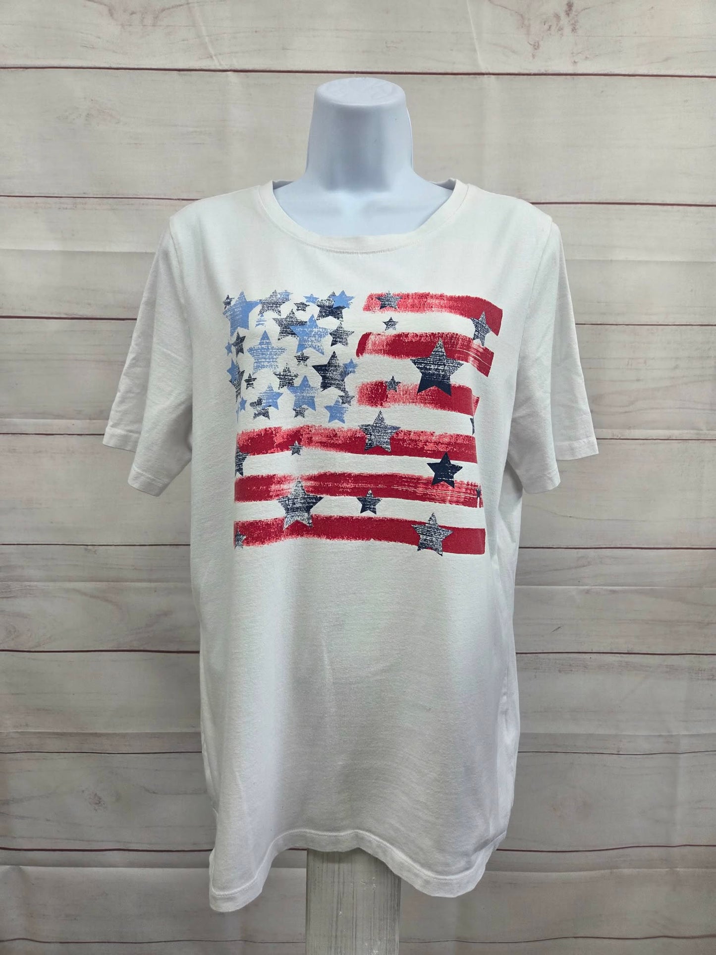 MEDIUM WHITE A489043 Denim & Co. Perfect Jersey Americana Top