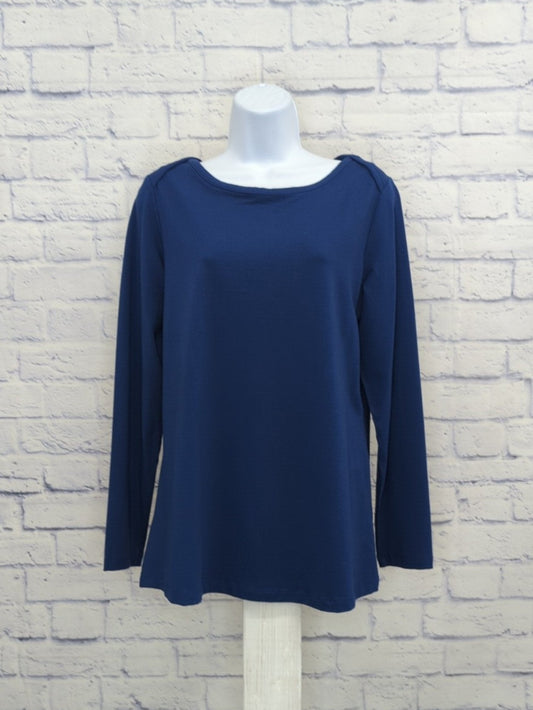 SMALL NIGHT SKY A611693 Denim & Co. Signature Jersey Envelope Neck Top with Curved Hem