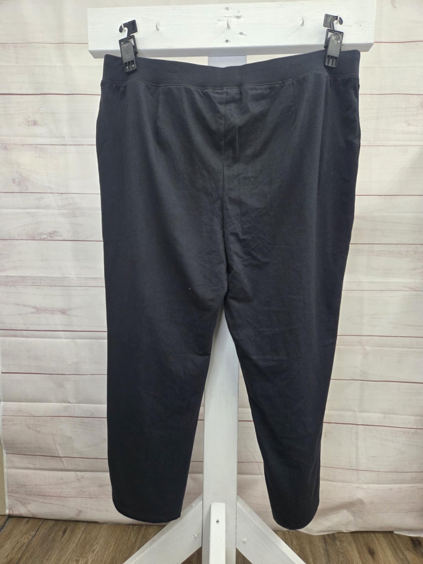 2X BLACK A702028 Denim & Co. Petite Duo Stretch Straight Leg Pants