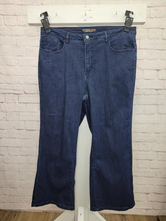 18W INDIGO A601018 Women with Control Regular Wonder Denim Wide Leg Crop Jeans