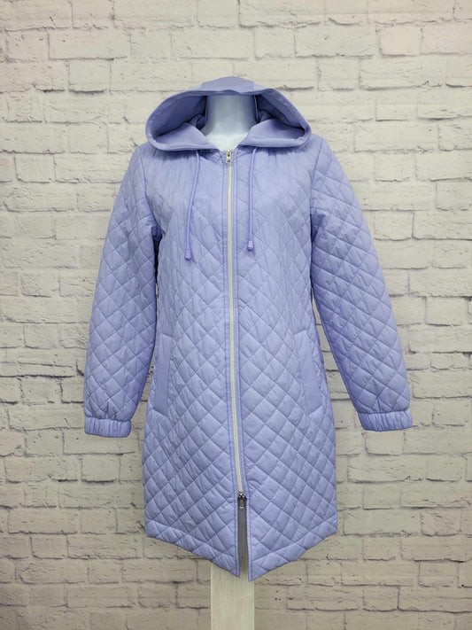 SMALL LAVENDAR A586709 Nuage Zip Front Quilted Jacket with Knit Hood