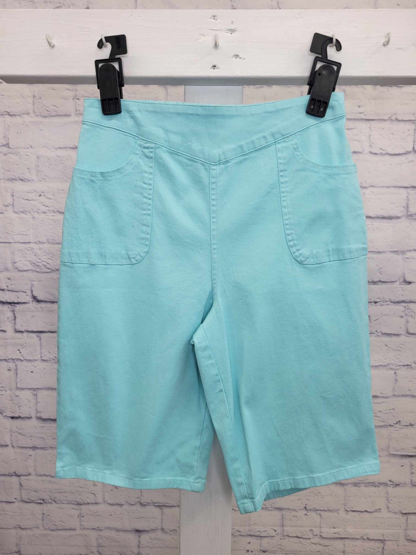 SMALL LIGHT TURQUOISE A251423 Denim & Co. "How Timeless" Bermuda Shorts with Pockets