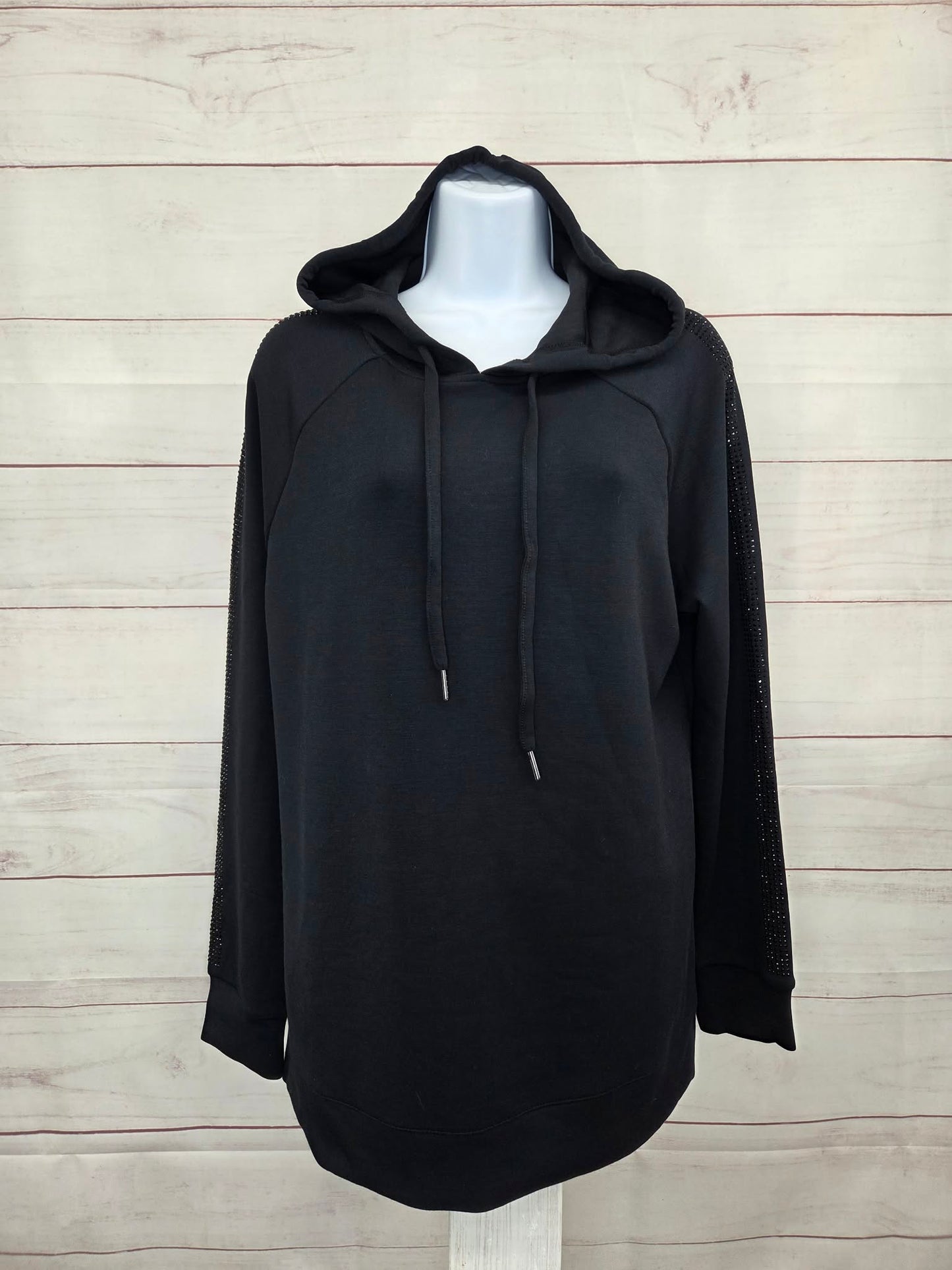 SMALL BLACK A711080 Belle by Kim Gravel ScubaLuxe Sparkle & Shine Hoodie