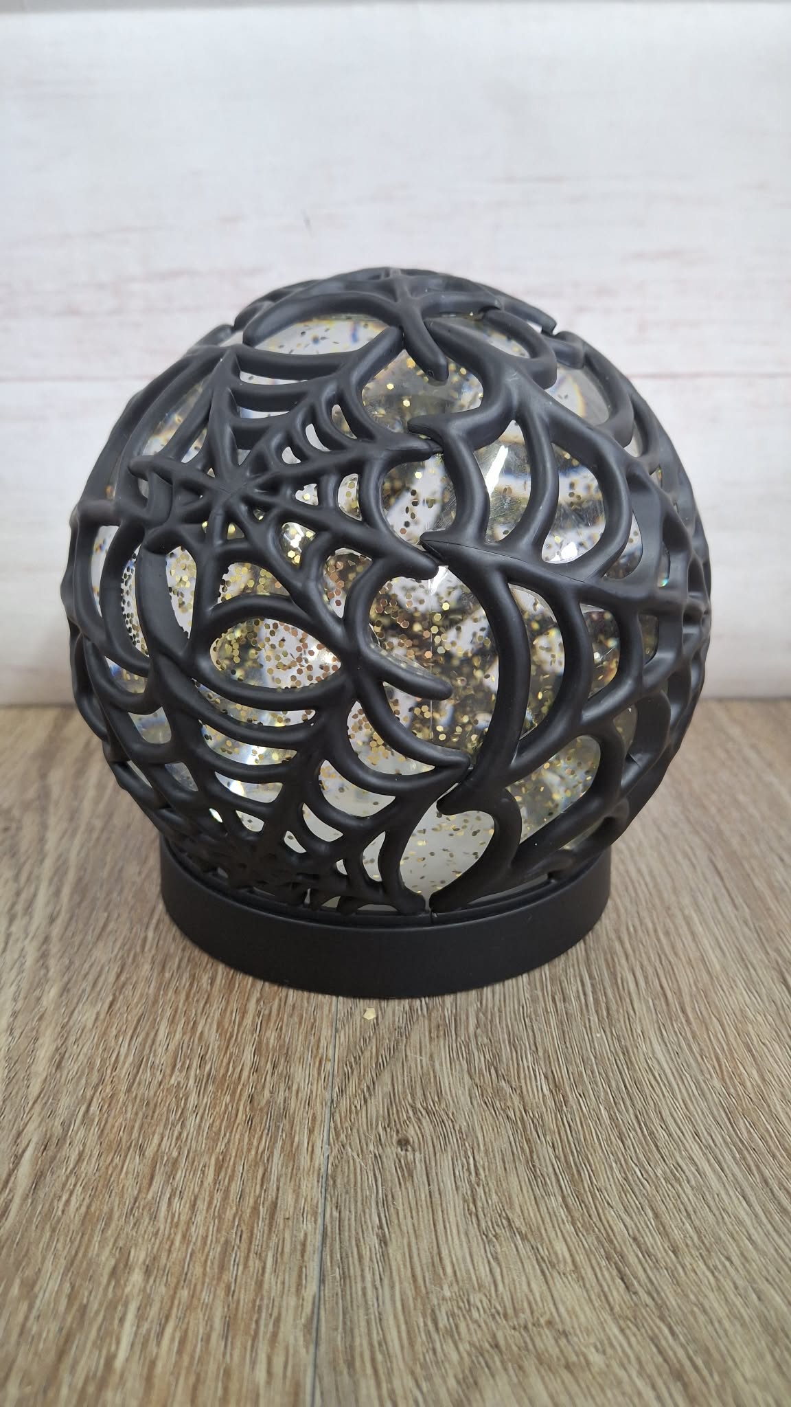5" Illuminated Spider Web Glitter Sphere by Valerie
