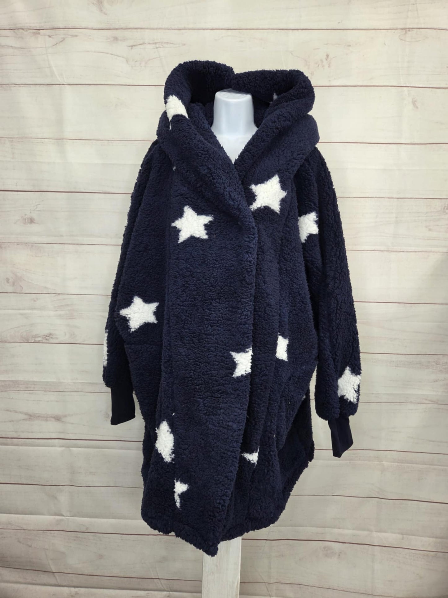XL/1X MIDNIGHT A702607 By Jill Martin Regular Sherpa Embroidered Hooded Lounger