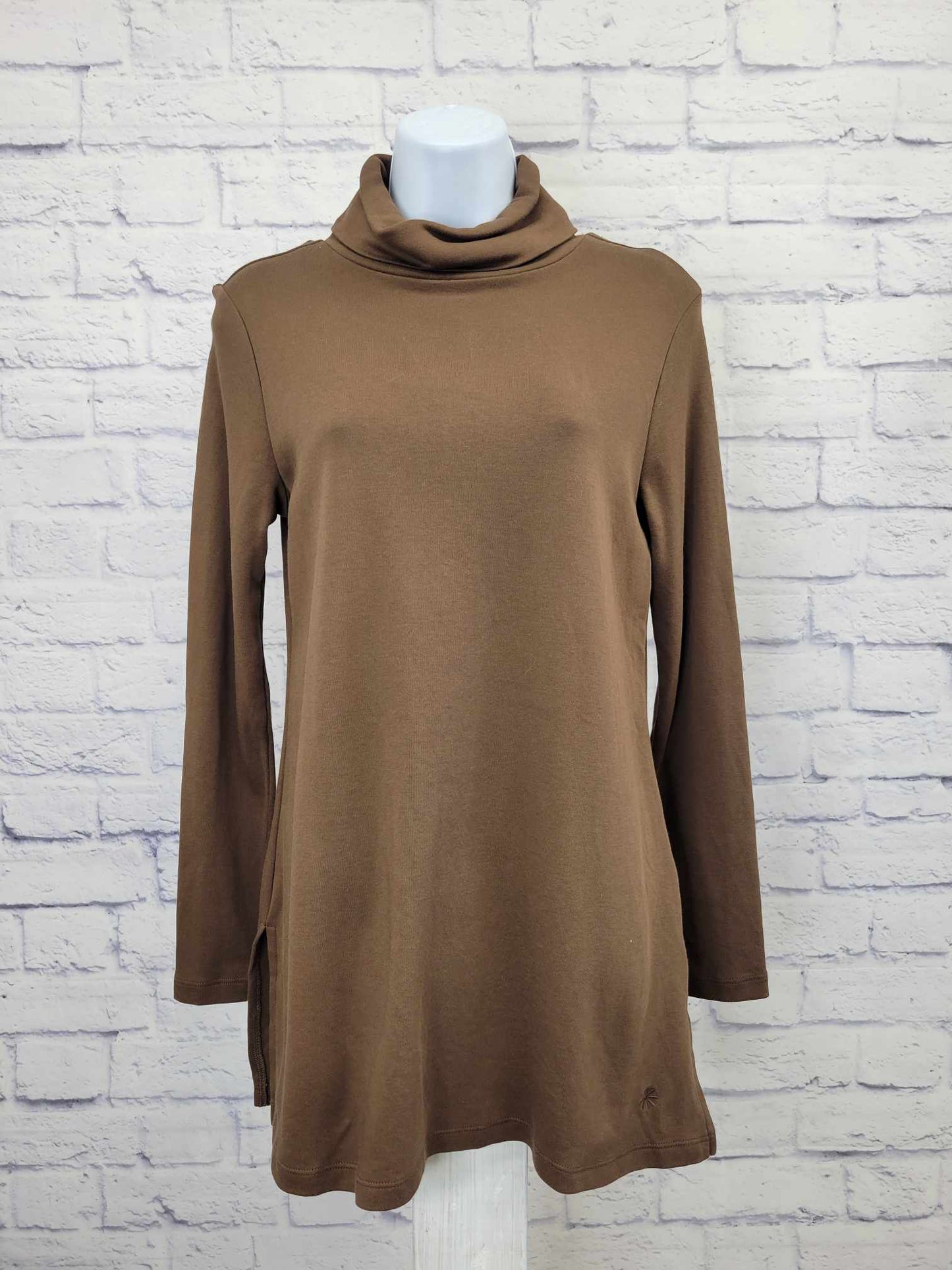 XSMALL COCOA BROWN A556536 Isaac Mizrahi Live! Regular Essentials Turtleneck Swing Tunic