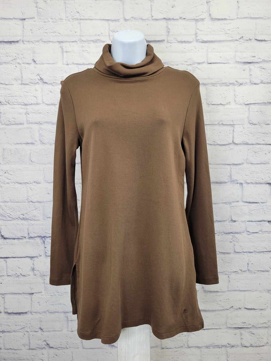 XSMALL COCOA BROWN A556536 Isaac Mizrahi Live! Regular Essentials Turtleneck Swing Tunic