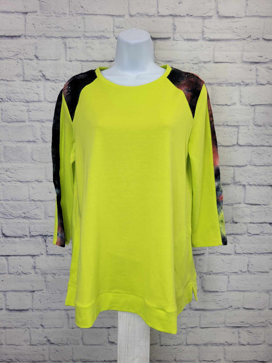 SMALL LIME A603065 LOGO Lounge by Lori Goldstein Printed French Terry Pullover