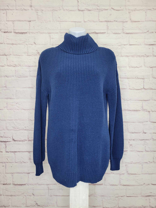 XSMALL BLUE A463353 Belle by Kim Gravel Shaker Knit Turtleneck Tunic Sweater