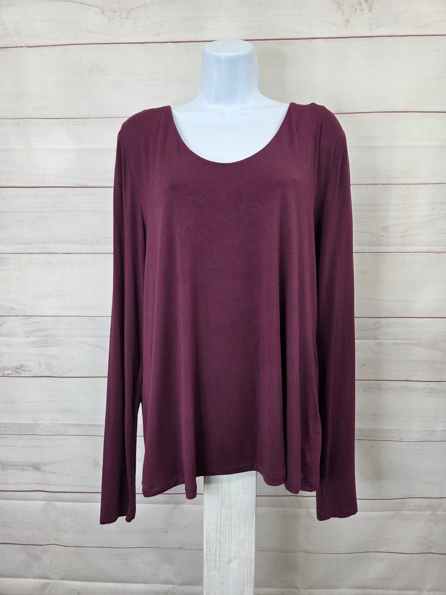 XLARGE DRK CHERRY A702966 Joan Rivers Wardrobe Builders ButterSoft Long Sleeve Top