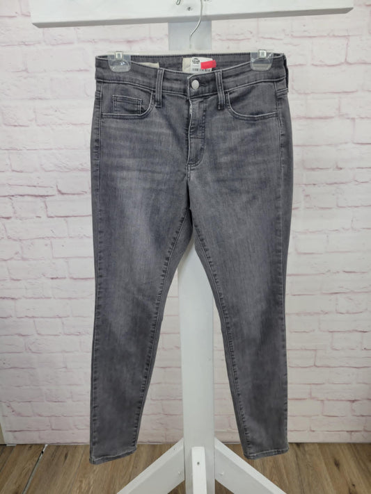 SIZE 4 GREY DENIM SKINNY HIGH RISE JEANS