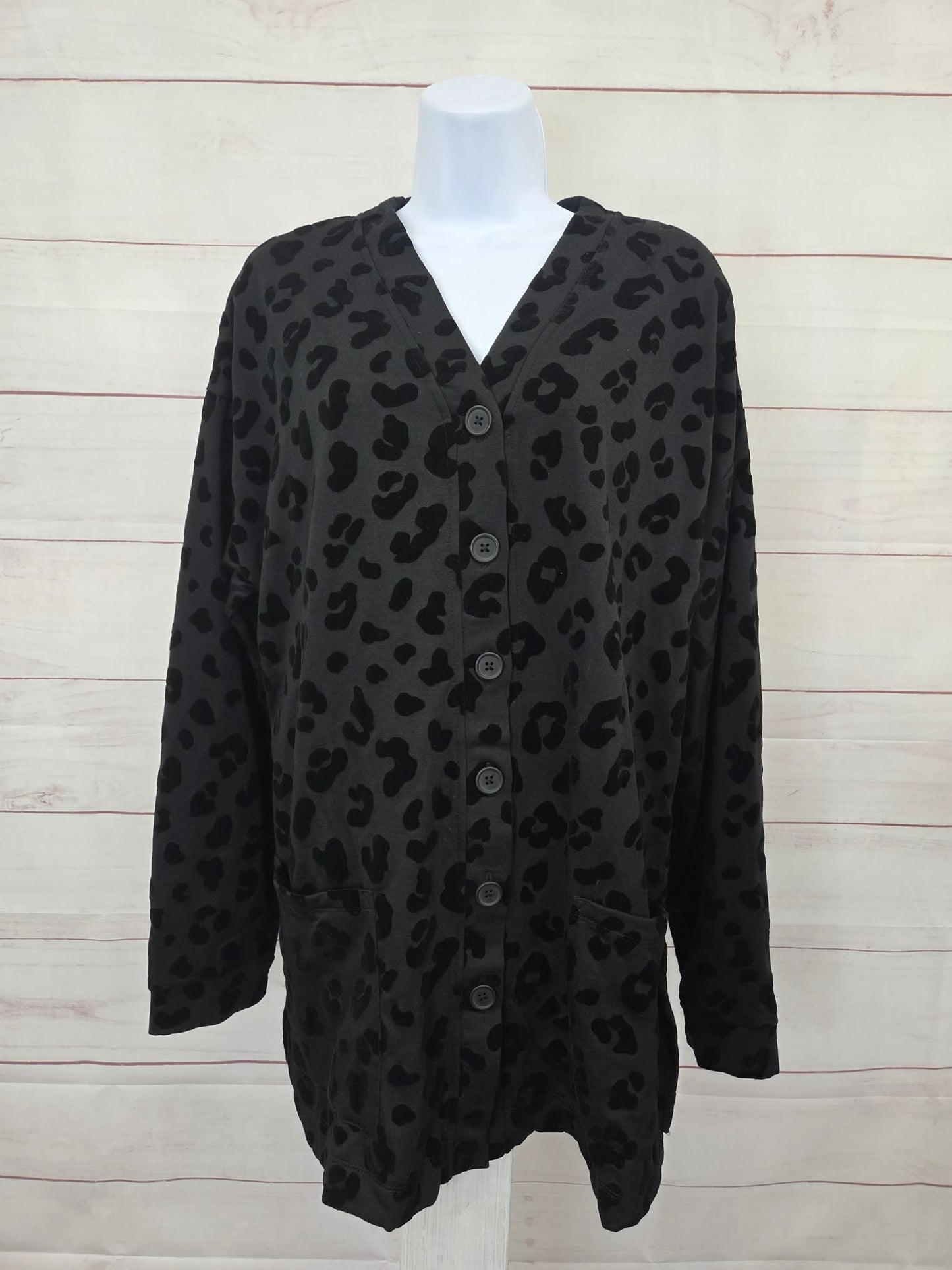 T. XLARGE BLACK A698458 Cuddl Duds Tall Comfortwear Cardigan Lounge Set
