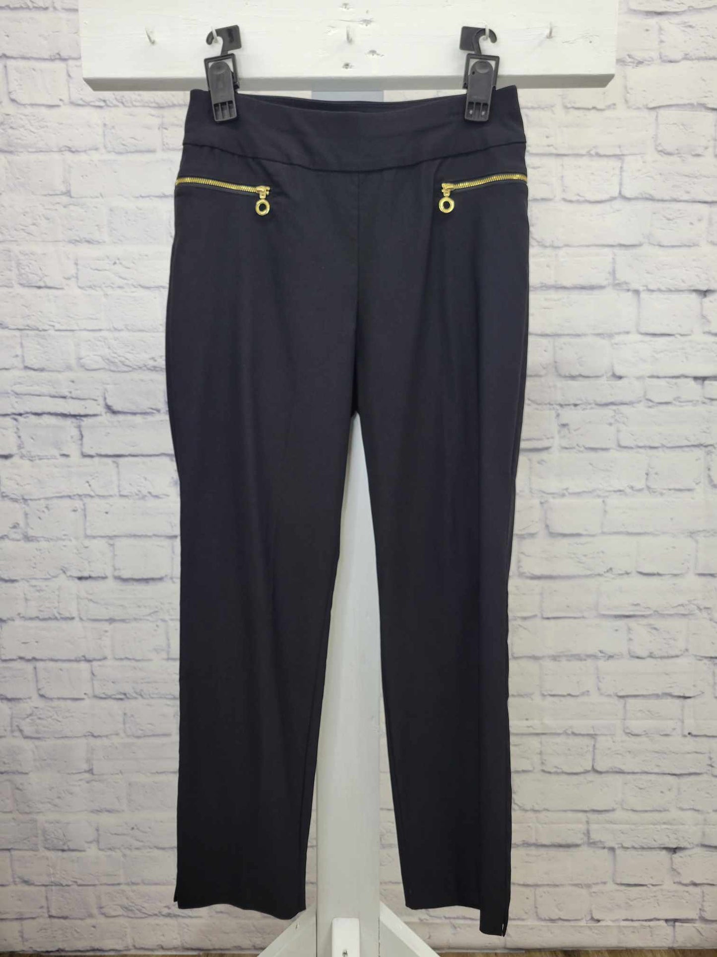 8R BLACK A378570 Susan Graver Regular Ultra Stretch Pull-On Ankle Pants w/Zip Pockets