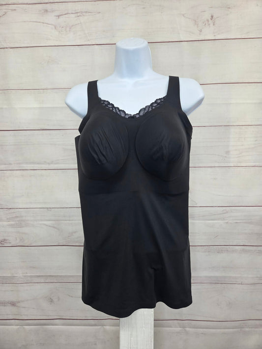 XLARGE BLACK A704715 Evelyn & Bobbie Lace Trimmed V-Neck Seamless Bra Cami