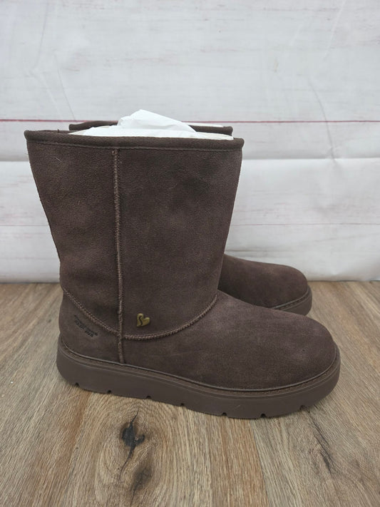 10 CHOCOLATE A704708 Skechers Slip-ins Keepsakes Cozy Water Repellent Suede Boots