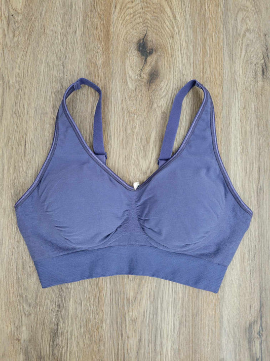 SMALL BLUE A393516 Breezies Seamless Cotton Wirefree Lounge Bra w/Removable Pads