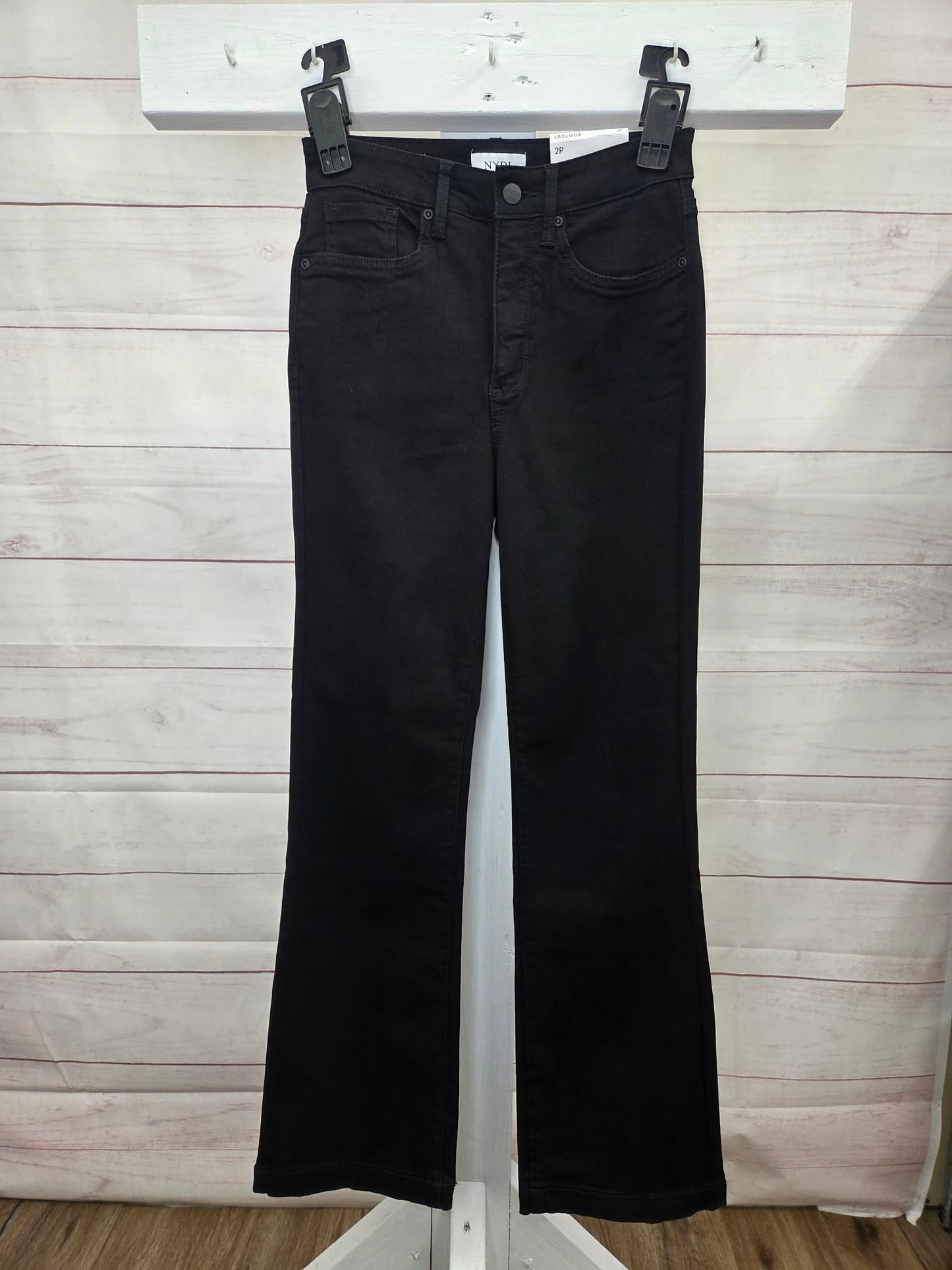 2P BLACK A704673 NYDJ Petite Sure Stretch High-Rise Barbara Bootcut Jeans- Petite