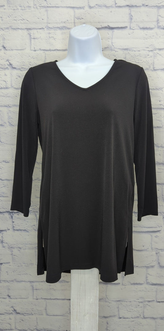 XXSMALL A512799 Susan Graver Modern Essentials Regular Liquid Knit Tunic BLACK