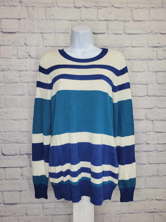 XSMALL BRIGHT NAVY A452604 J Jason Wu Multi Striped Sweater