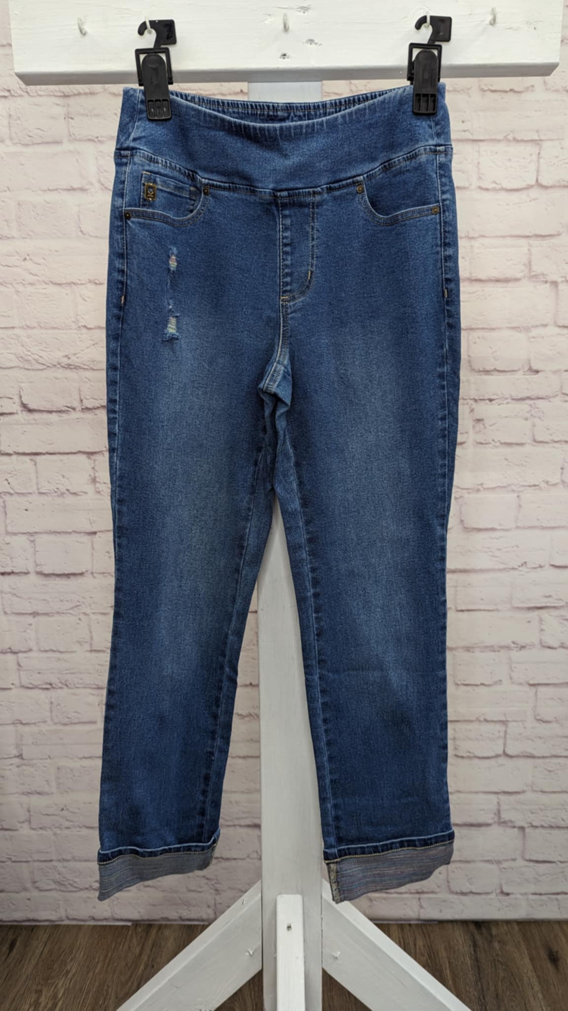 NATURAL INDIGO A617208 Belle Boho by Kim Gravel Regular Rainbow Distressed Jean (MULTIPLE SIZES AVAILABLE)