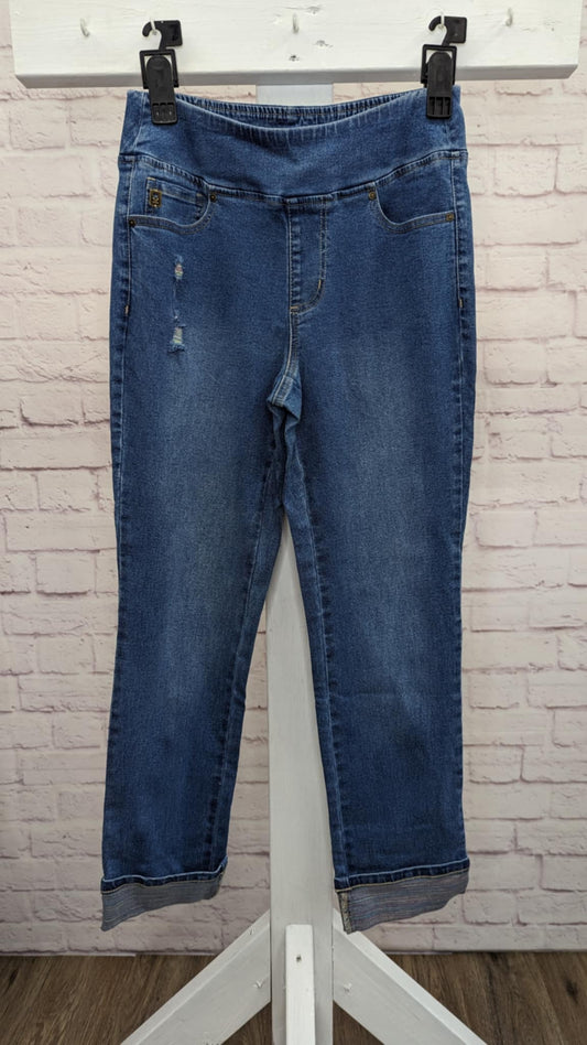 6R NATURAL INDIGO A617208 Belle Boho by Kim Gravel Regular Rainbow Distressed Jean