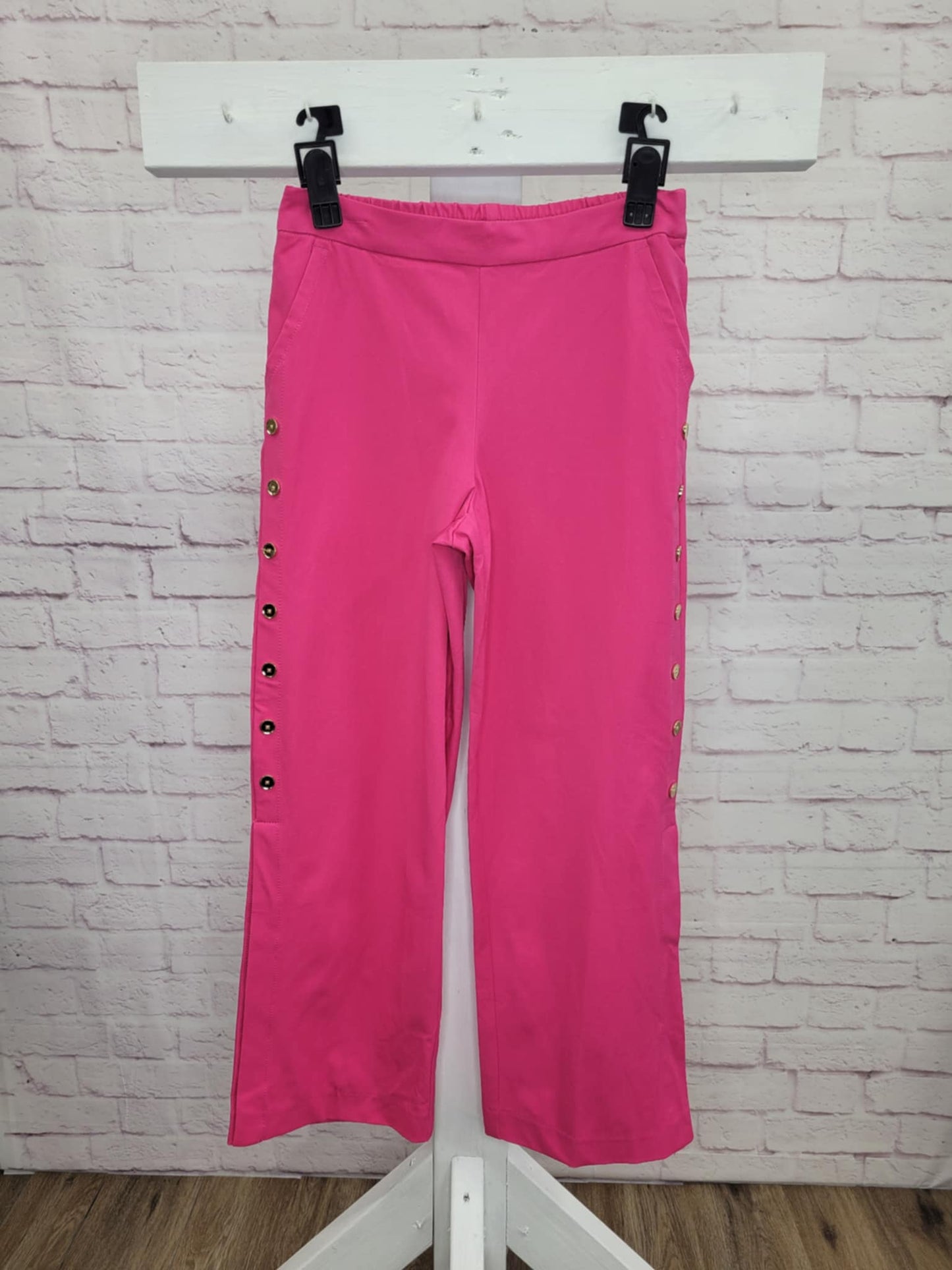 4P PINK A646832 Isaac Mizrahi Live! Petite 24/7 Stretch Wide Leg Full Length Pants