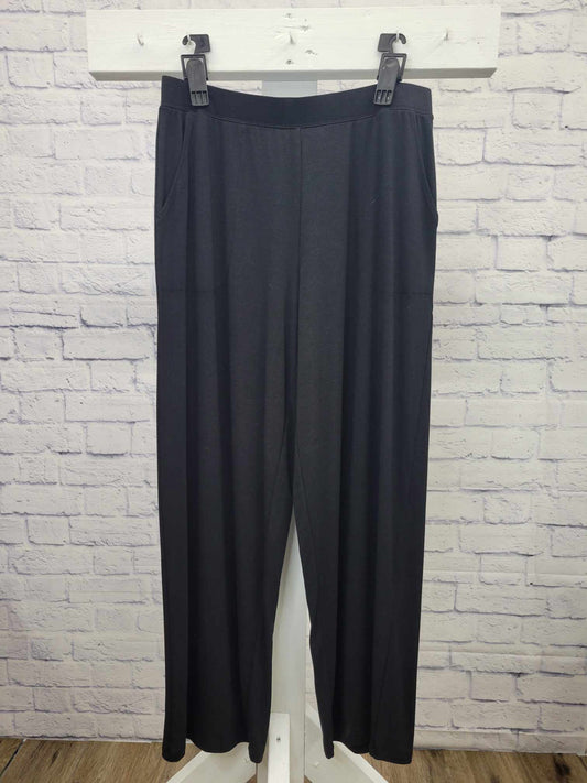 MEDIUM BLACK A376429 Denim & Co. Regular Beach Pull-On Wide-Leg Pants