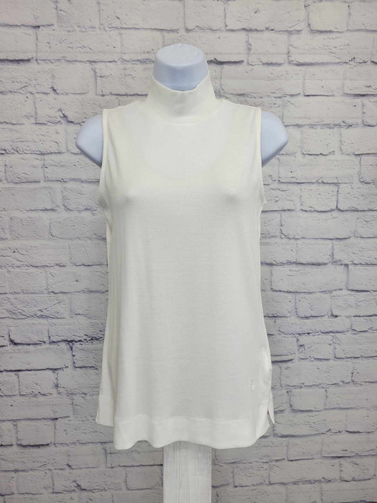 XXSMALL IVORY A474348 Isaac Mizrahi Live! Essentials Ribbed Pima Mock Neck Tank