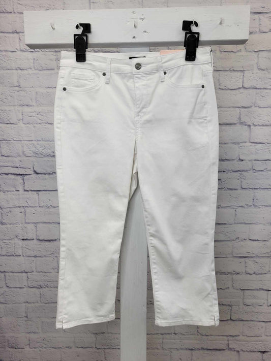 8R WHITE A617252 NYDJ Curves 360 Slim Straight Capri Jeans- Optic White