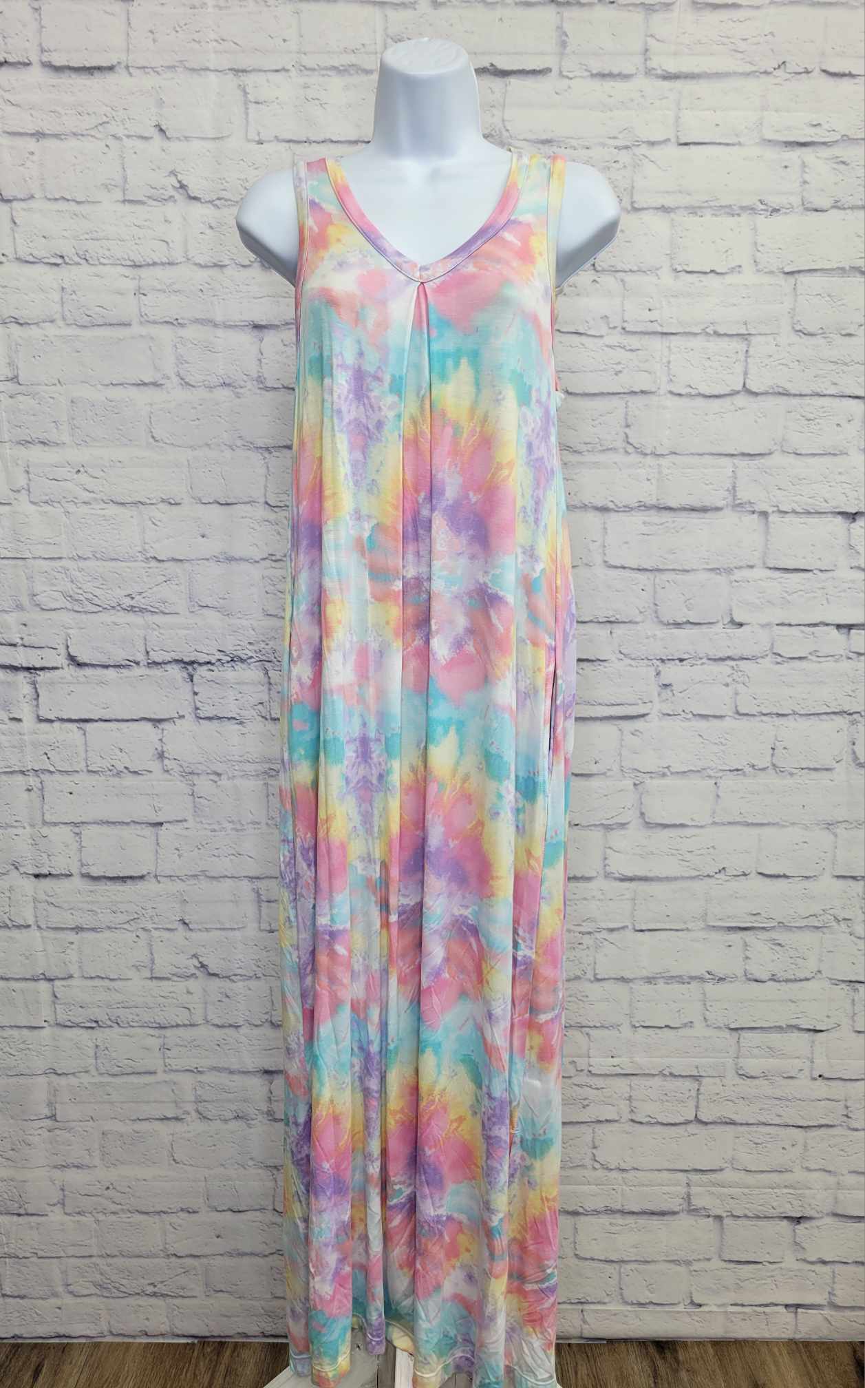 XSMALL TYE DYE A392935 Koolaburra by UGG Stretch Modal V-Neck Tank Dress