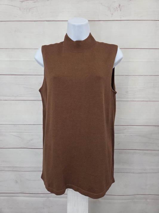MEDIUM CHOC. A702864 Joan Rivers Wardrobe Builders Mock Neck Sleeveless Swtr