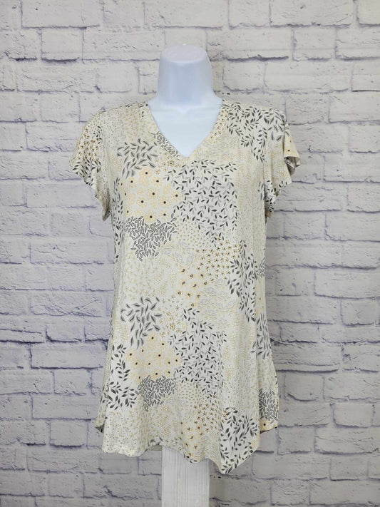 XXSMALL A377030 Isaac Mizrahi Live! Mixed Ditsy Floral Flutter Sleeve Tshirt