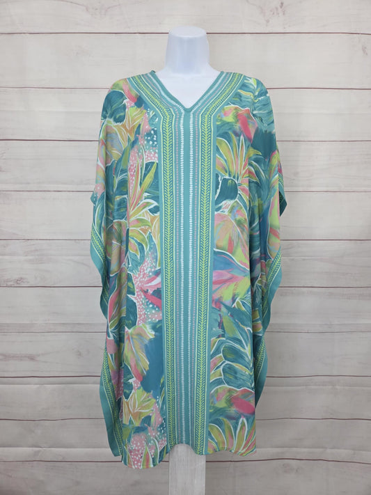 XXS FLORDIA KEYS Belle by Kim Gravel Paradisio Border Print Caftan Dress