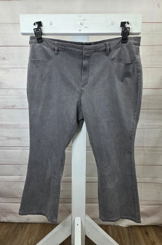 24W GREY A663343 Susan Graver Stretch Denim Petite Classic Boot Cut Jean