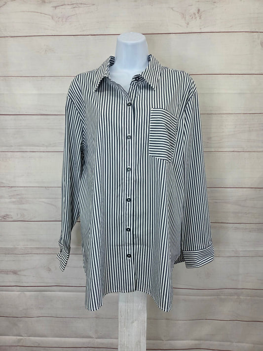 P. LARGE MALLARD A703229 Susan Graver Petite Yarn Dyed Stretch Woven Poplin Shirt