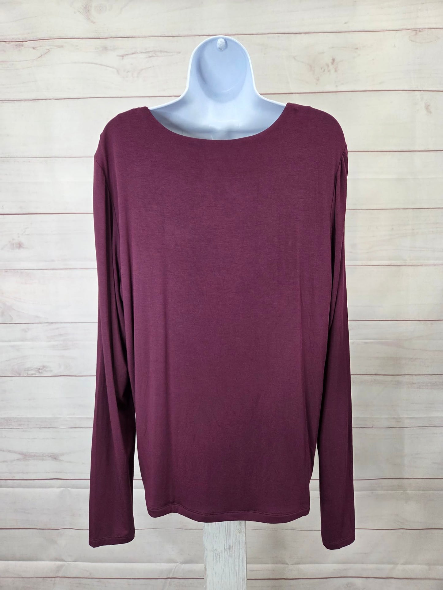 XLARGE DRK CHERRY A702966 Joan Rivers Wardrobe Builders ButterSoft Long Sleeve Top