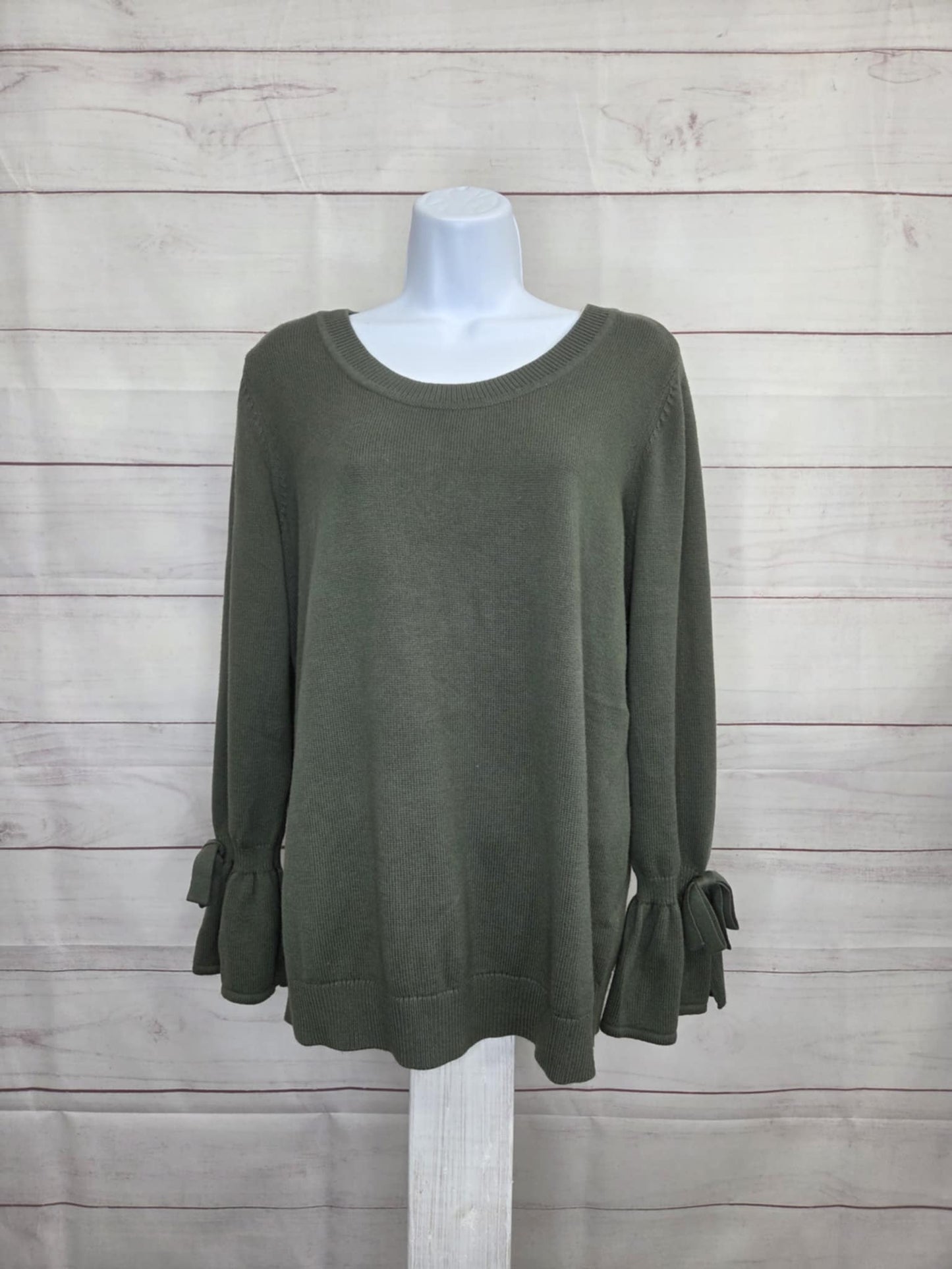 SMALL THYME A703189 Attitudes by Renee Ballet Neck Bow Sleeve Sweater